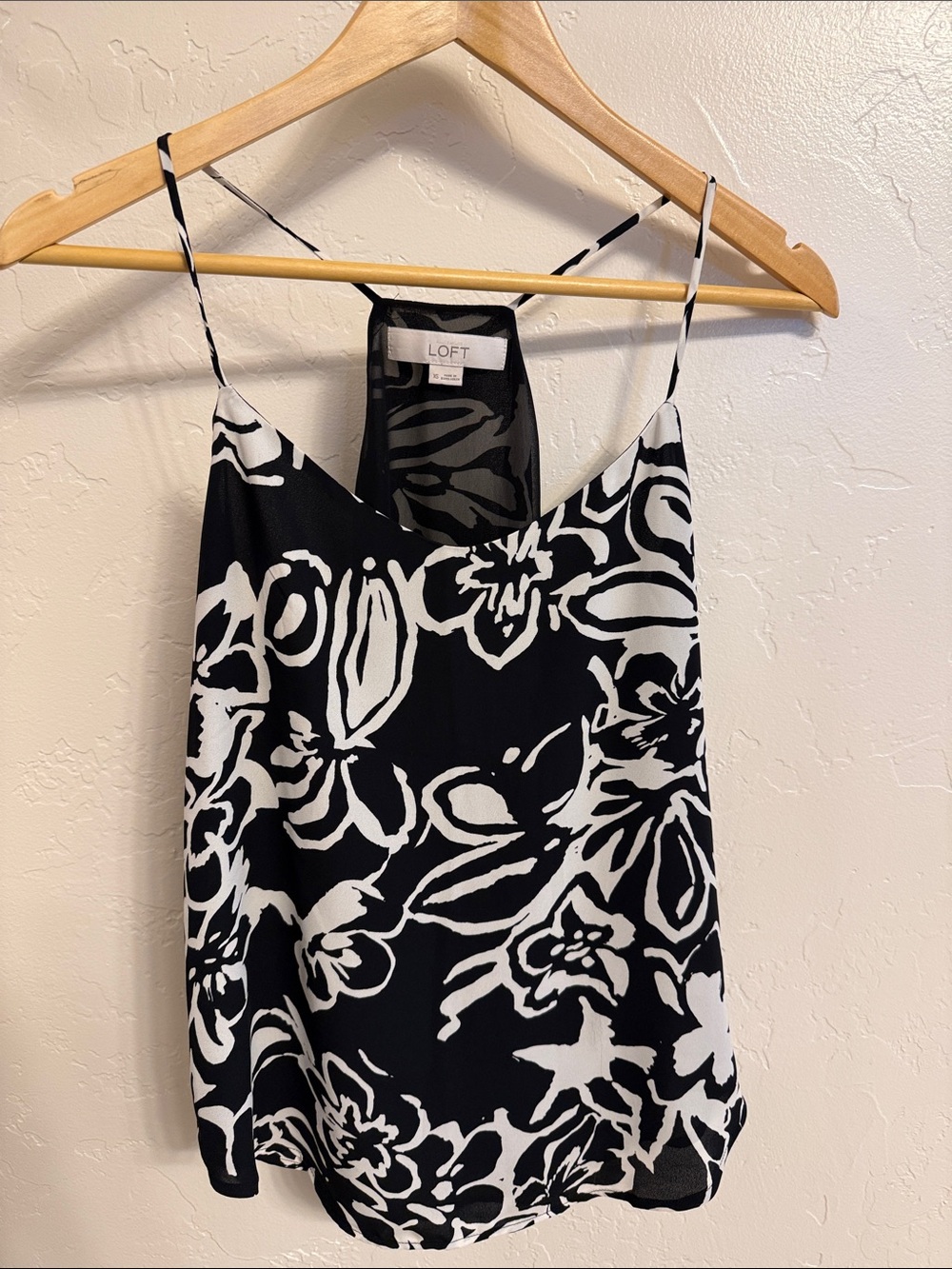 LOFT Black and White Floral Spaghetti Strap Cami